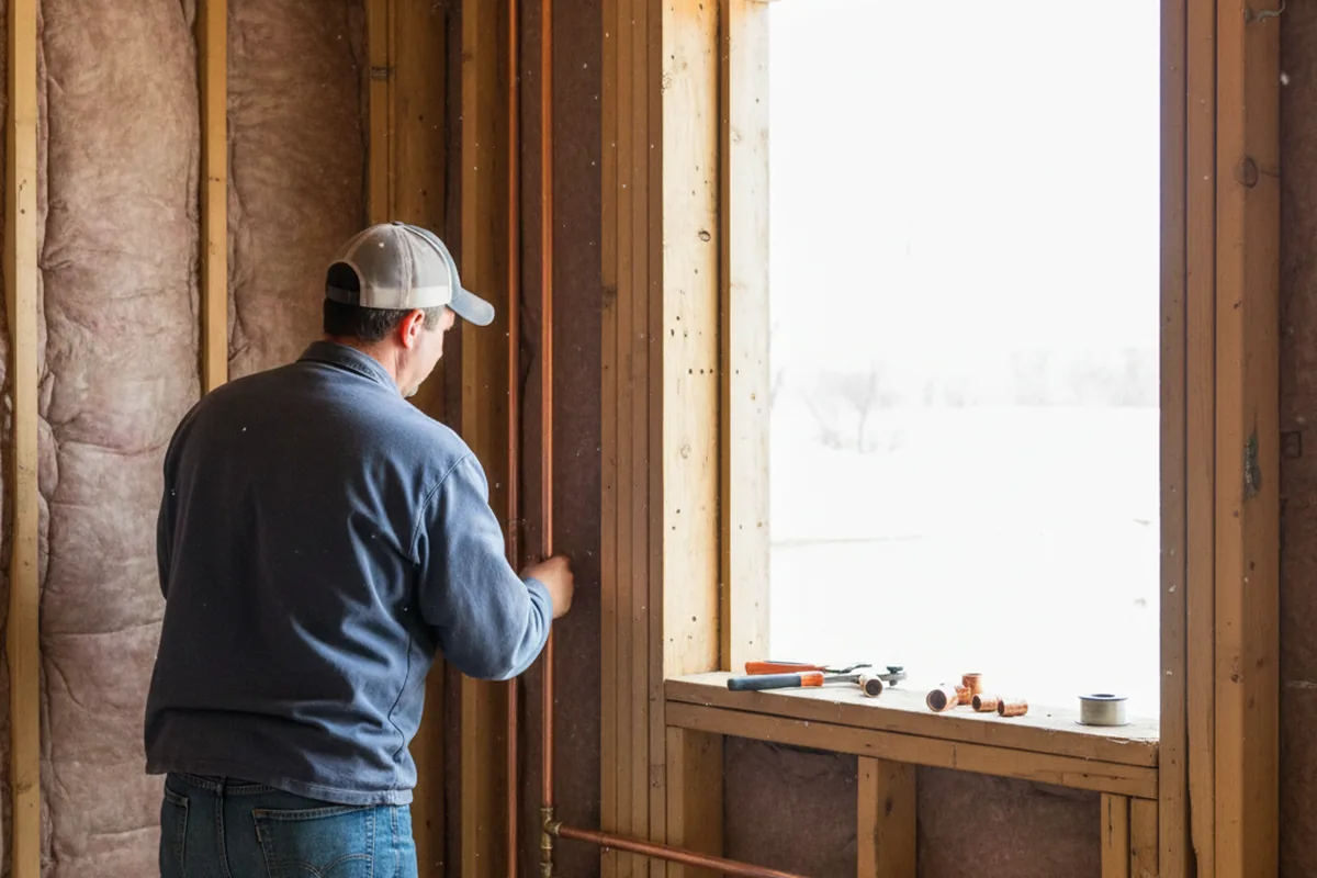 Licensed plumber running new copper supply lines in a Hartsfield home